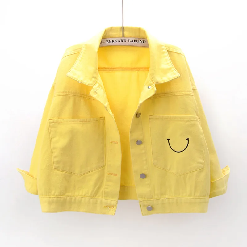 Pink Yellow Blue Denim Jacket Women 