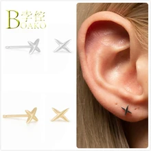 925 пробы серьги в стиле панк, серебряные серьги для женщин, золотые серьги в виде креста, серьги для девушек, серьги для пирсинга в виде кости, мужские геометрические серьги в виде звезд, В5