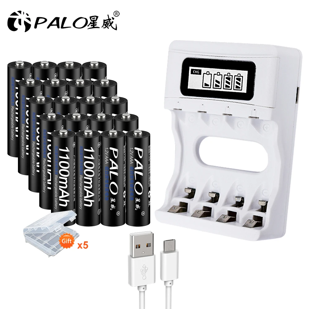 

PALO 1.2V NI-MH AAA Rechargeable Battery 3A AAA Battery Rechargeable Charger With LCD Display Battery Charger