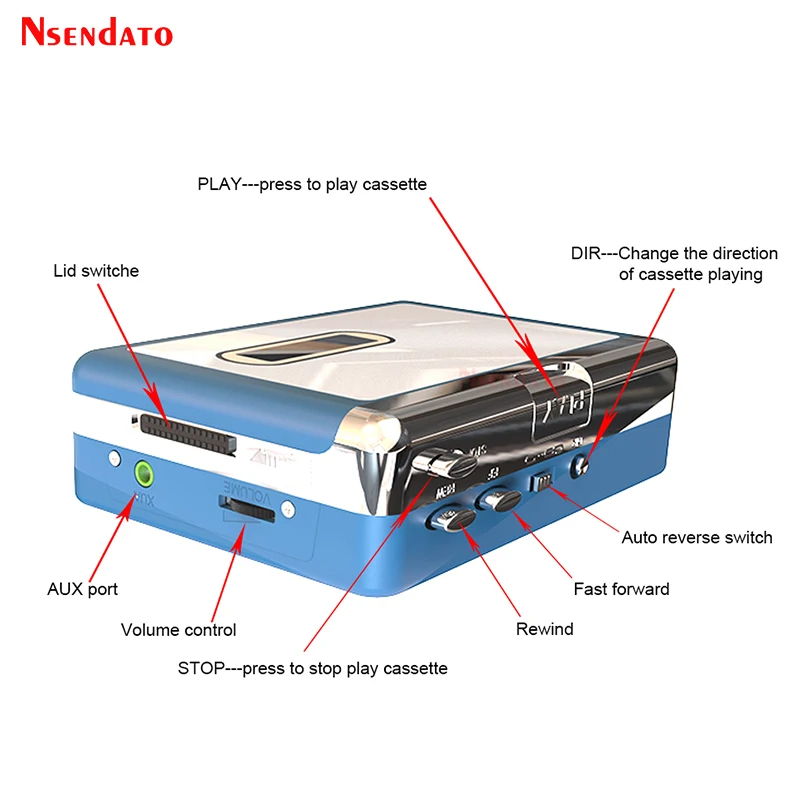 Ezcap 215 Personal Cassette Tape Misic Player Adapter Bluetooth Stero Radio Cassette Transmitter Player Convert to mp3 converter cassette player music digitizer player
