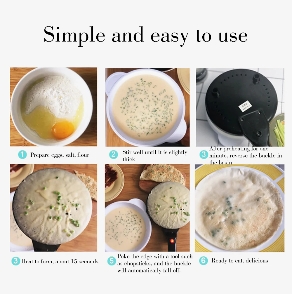 Electric Crepe Maker Pizza Pancake Machine Non-Stick Griddle Baking Pan Cake Machine Kitchen Cooking Tools Faceplate Egg Beater