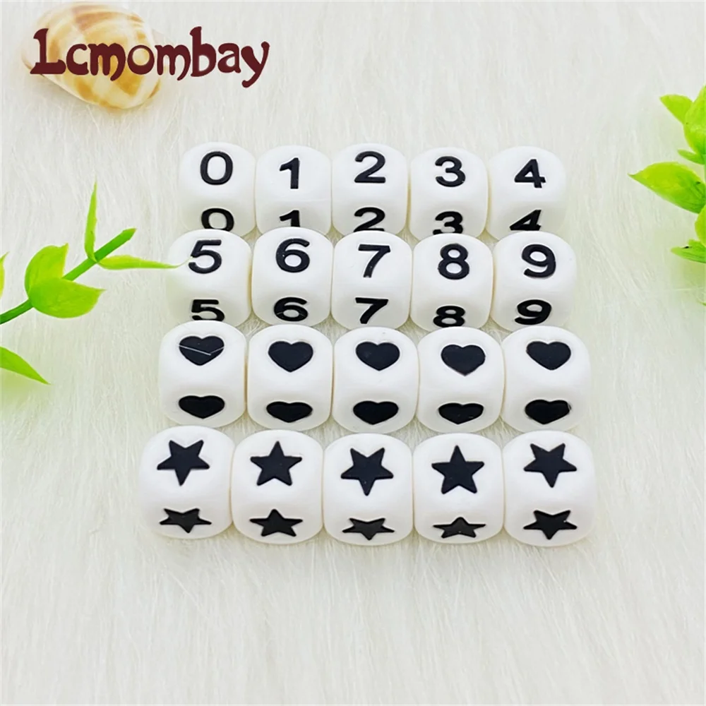 Silicone Beads 12mm Heart Star Letter Beads Teething Baby Teether Pacifier Chain Toys DIY Necklace Loose 10Pcs teething toys silicone teething toys baby teething toys silicone beads silicone teether silicone teething beads silicone jewelry accessories