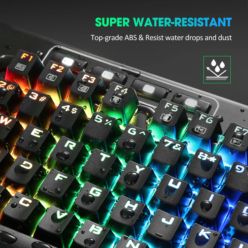 PICTEK Mechanical Keyboard Red Switch Gaming Keyboard With RGB Backlit 104 Keys 19 Key Anti-Ghosting Wired Keyboard For PC Gamer