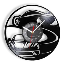 

Retro Drifting Car Shift Vinyl Record Retro CD Disc Wall Clock Boys Room Man Cave Home Decor Wall Watch Cyclone Drift Car Lovers