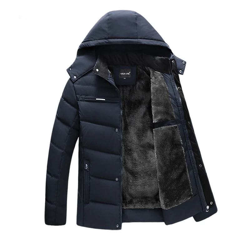 Разборчивого Для мужчин куртка пальто толстые теплые зимние куртки Для мужчин парка верхняя одежда с капюшоном с хлопковой подкладкой, повседневная куртка - Цвет: 150 zang qing