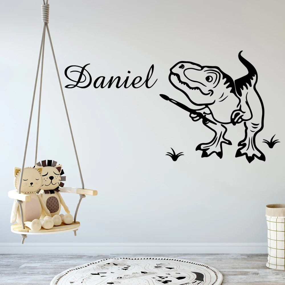 

3D Dinosaur Custom name Wallpaper Home Decoration Wall Sticker For Children Room Art Decals Bedroom Vinyl Stickers