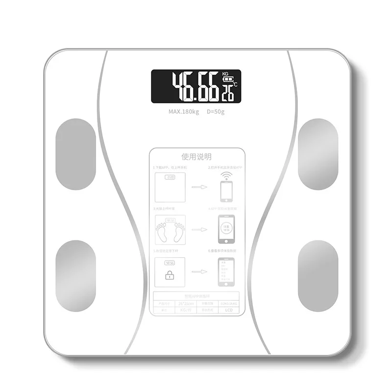 Usb Bluetooth Scales Floor Body Weight Bathroom Scale Smart Lcd Display Scale Body Weight Body Fat Water Muscle Mass Bmi 180kg ► Photo 2/6