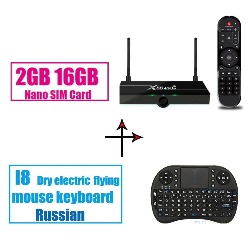 2G16GI8KBRussian X88 PRO 4G Lte Smart Android9.0 ТВ-бокс 4G Nano sim-карта 4G полосы 4G Moduel rom 16 Гб ram 2 Гб Rockchip Wifi 4K Google Play Store - Цвет: 2G16GI8KBRussian