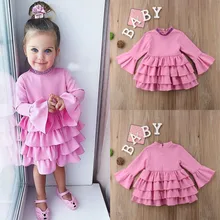 Рождественское платье Детская одежда для маленьких девочек вечерние платья принцессы с длинными рукавами и рюшами vestido infantil