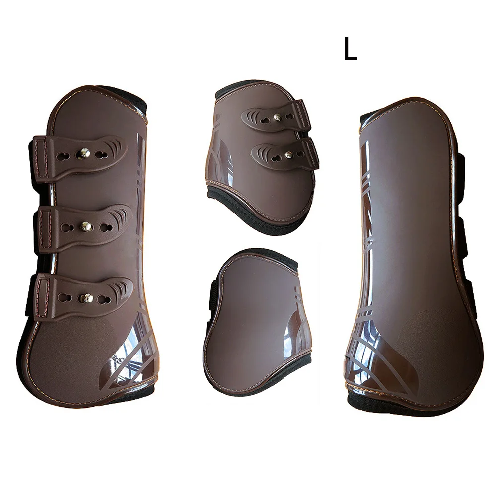 

Training Durable Guard Brace Practical Protection Wrap Equestrian Farm PU Leather Adjustable Front Hind Horse Leg Boots Riding