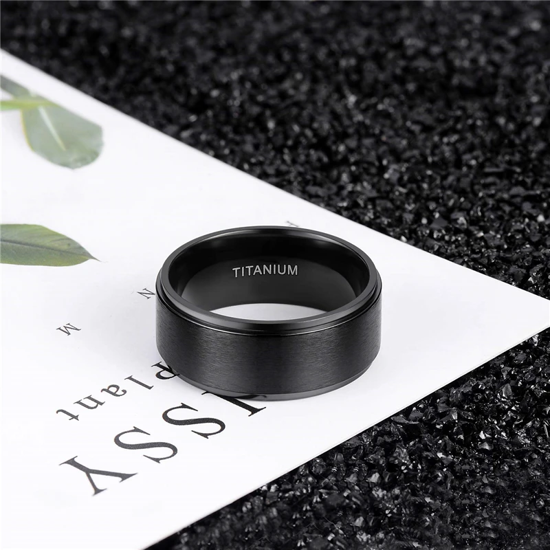 Tigrade 4/6/8/10mm Black Titanium Ring Man Brushed Wedding Band Women Engagement Rings Silver Color Bague Femme anneau bijoux