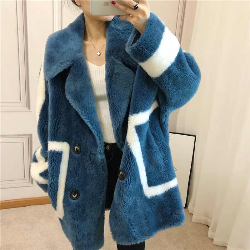Шерстяная куртка осенне-зимнее пальто женская одежда корейское винтажное пальто из натурального меха овечья шерсть замшевая подкладка Abrigo Mujer ZT3586
