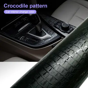 

152*10cm Car Wrap Sticker Auto Sticker Film Simulation Motorcycle Car Styling Crocodile Stickers Black Vinyl Interior Decor