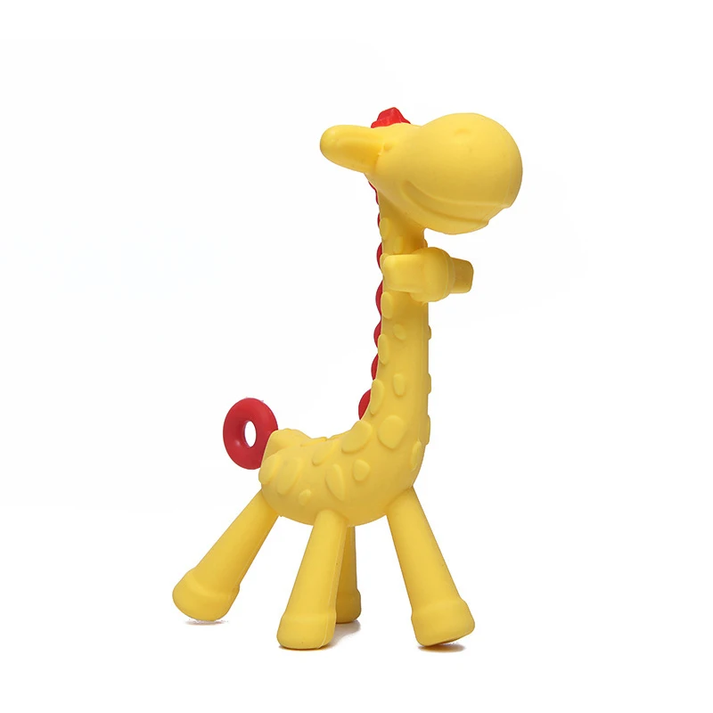 1 шт. силиконовый Жираф детский Прорезыватель животное новорожденный Прорезыватель игрушка уход за детьми натуральный развивающий подарок BPA пустышка цепи аксессуары - Цвет: yellow