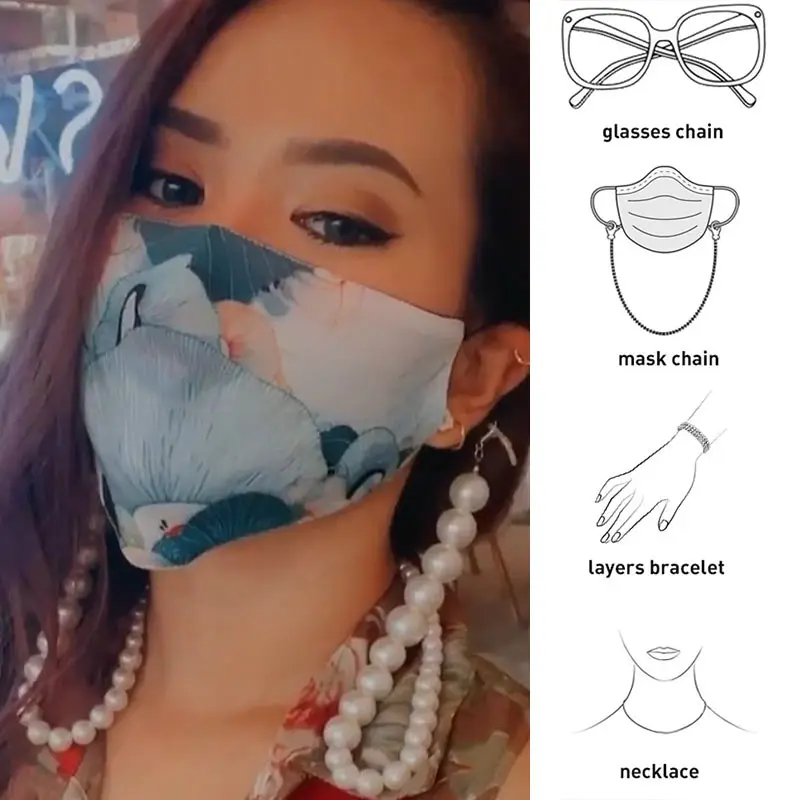 

70cm Fashion Imitation Pearls Mask Holder For Women Sunglasses Chain Non Slip Reading Glasses Beads Eyewears Cord Neck Strap