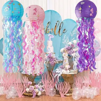 Under the Sea Mermaid Party Decorations - Featuring Little Mermaids, Jellyfish Paper Lanterns, Ideal for Girl's Baby Shower and Mermaid-Themed Birthday Decor