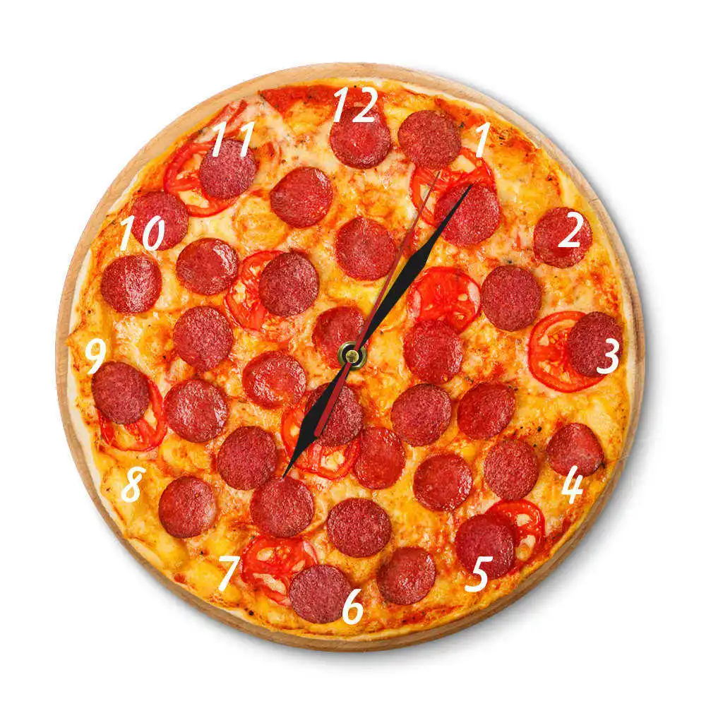 Итальянские акриловые настенные часы Pepperoni для пиццы, еды, итальянского ресторана, декоративные часы, Pizzeria Pasta Chef, винтажные подарочные часы