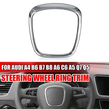 

Chrome Steering Wheel Cover Trim Sticker Center logo Ring Frame For Audi A4 B8 B6 B7 A3 8P S3 A6 C6 Q7 Q5 A5