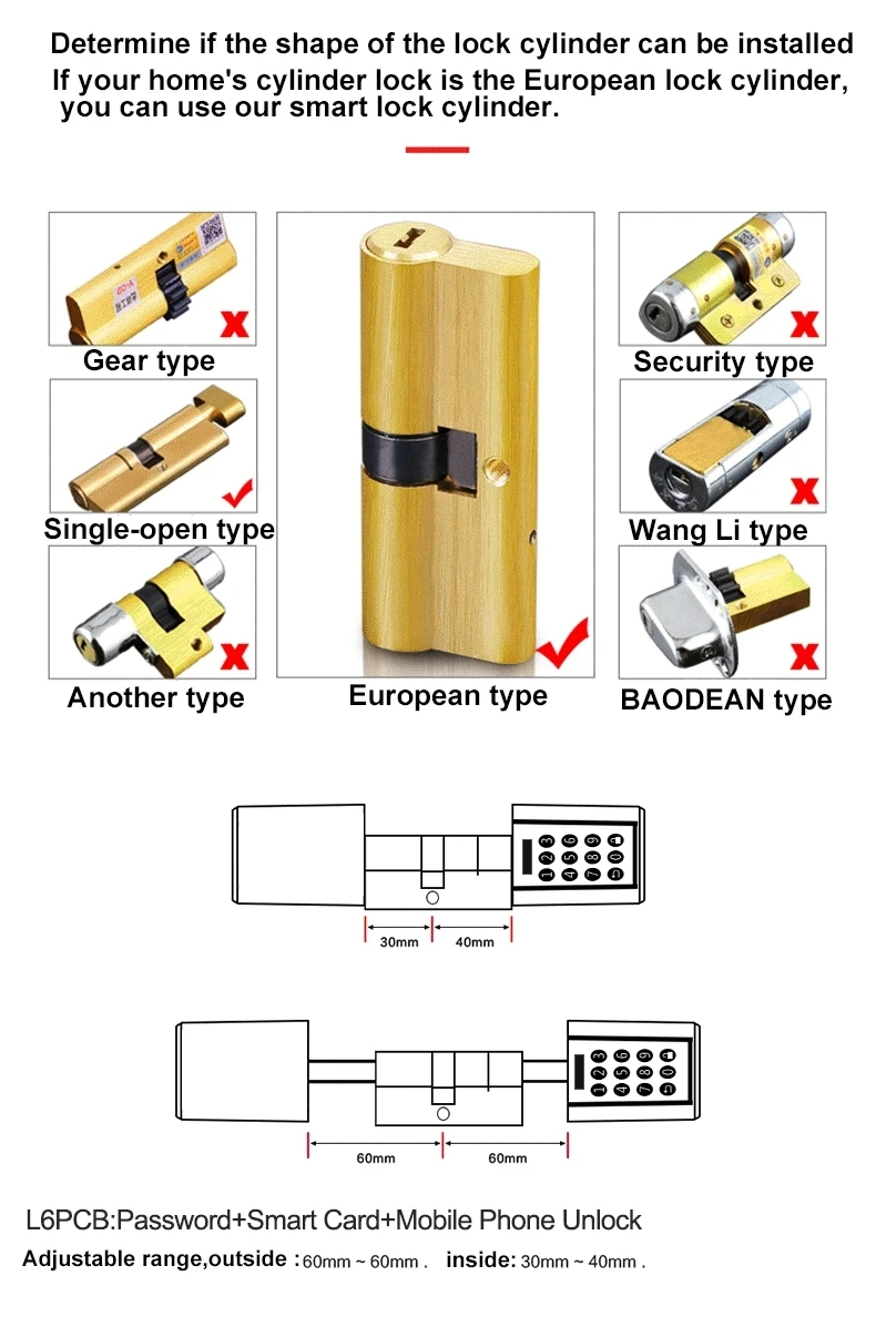 Дизайн L6PCB лучший Умный Замок DIY приложение электронная клавиатура RFID цифровой дверной замок для управления Airbnb-модель ЕС