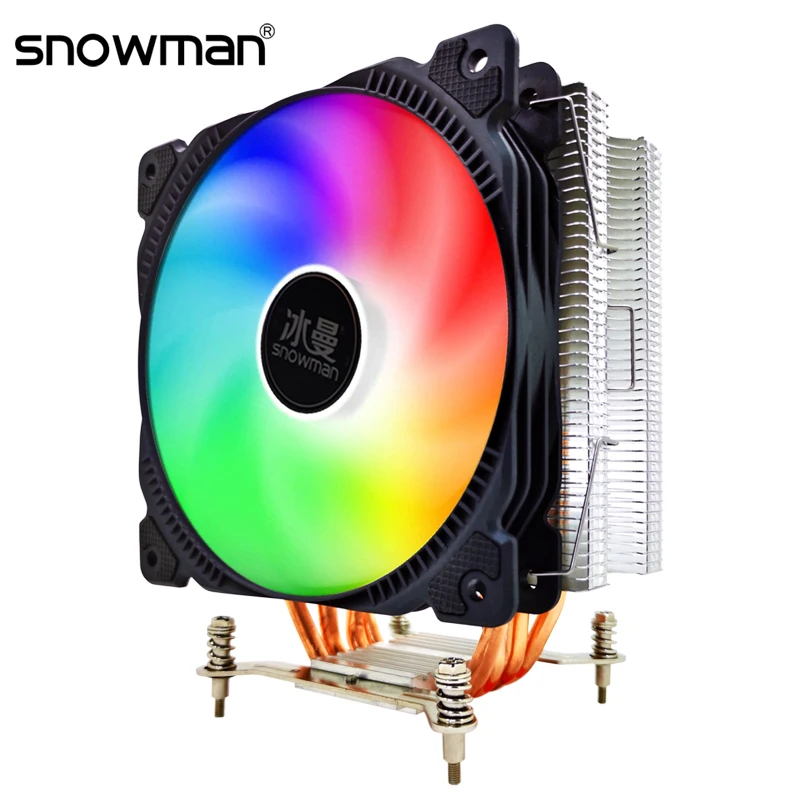 

SNOWMAN 4 Heat Pipes CPU Cooler 120mm PWM 4Pin PC for Intel LGA 2011 X79 1150 1151 1155 1366 AMD AM4 AM3 RGB Cooling Fan quiet