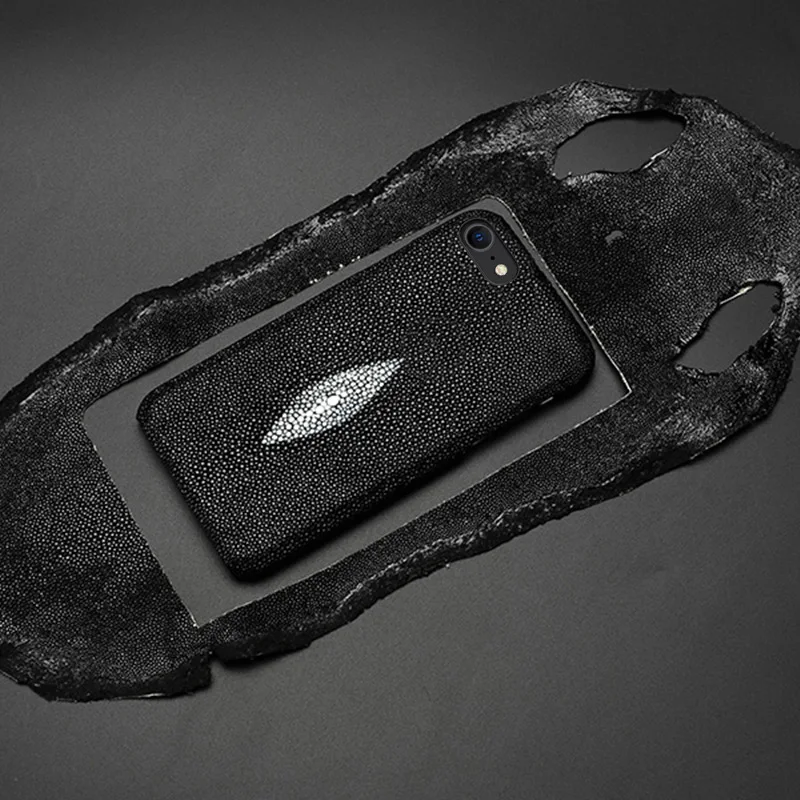 LANGSIDI Genuine leather phone case for iPhone 11 pro max 6 6S 7P 8P X Real stingray skin phone cover for iphone 11 pro fundas