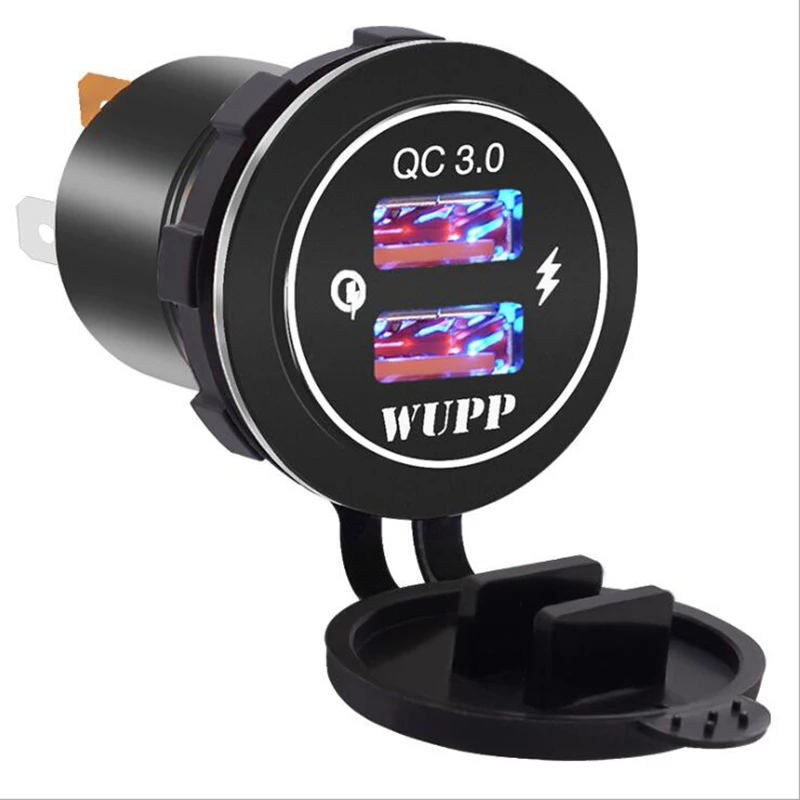 Алюминиевый сплав водонепроницаемый автомобильное зарядное устройство Quick Charge 3,0 двойной USB быстрая зарядка QC для RV, ATV, мотоцикл, корабль, автомобильный адаптер питания