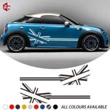 2 Pcs Union Jack Flag Style Car Door Side Stripes Sticker Body Decal For MINI Cooper S R57 R58 R59 One JCW Accessories