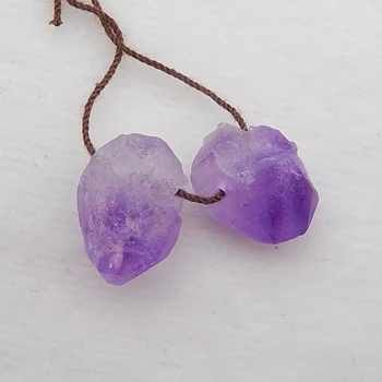 

Hand Custom Natural gemstone Amethyst women fashion Earrings,Semiprecious stone nugget earrings Jewelry,17x14x11mm，6.5g