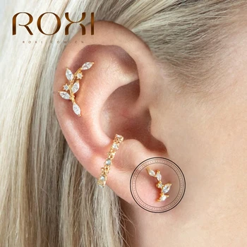 

ROXI 925 Sterling Silver Thread Earrings for Women Horse Eye Zircon Spray Wedding Stud Earring Geometry Cartilage Earing Cristal