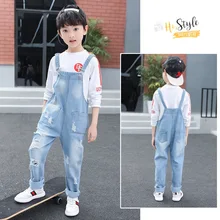 Детская одежда для мальчиков; коллекция года; сезон весна-осень; стиль; брюки на подтяжках в Корейском стиле; джинсы; летняя одежда; рваные брюки