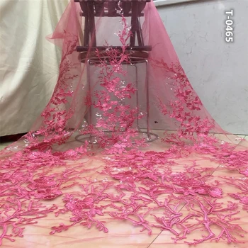 

2020 Sequin Lace Fabric Mesh Purple Color African Embroidery Sequence Nigerian French Party Latest High Quality Tulle Hot Sale