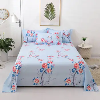

Bonenjoy 1 pc Cotton Flat Sheet And Pillow Covers lenzuola Peach Blossom Pattern Bed Sheet For Double Bed Home Bedding 250x270