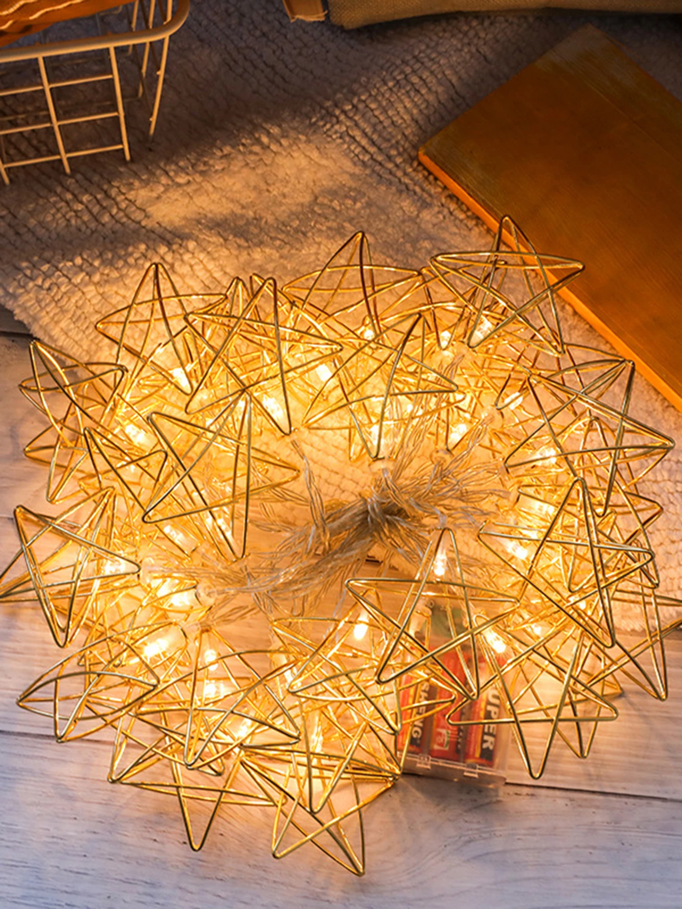 Metal Star String Light LED Fairy Lights Battery Powered Decorative Christmas Garland Indoor Outdoor Decoration | Лампы и освещение