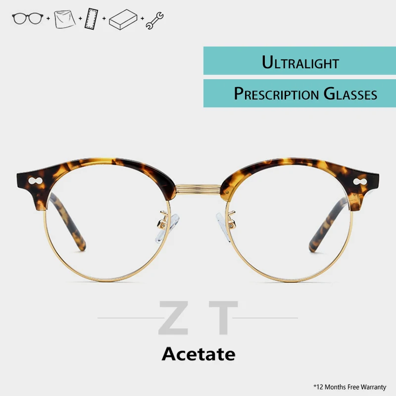 

acetate transparent glasses frame women handmade semi rimless eyeglass designer brand men myopia tag eyewear