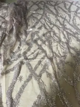

JIANXI.C-111669 hot selling glitter african tulle lace fabric french net lace fabric with glued glitter