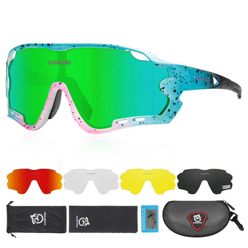 As Picture Showed Queshark HD поляризованные велосипедные очки для мужчин и женщин 5 линз MTB дорожный велосипед TR90 рама - Цвет: As Picture Showed