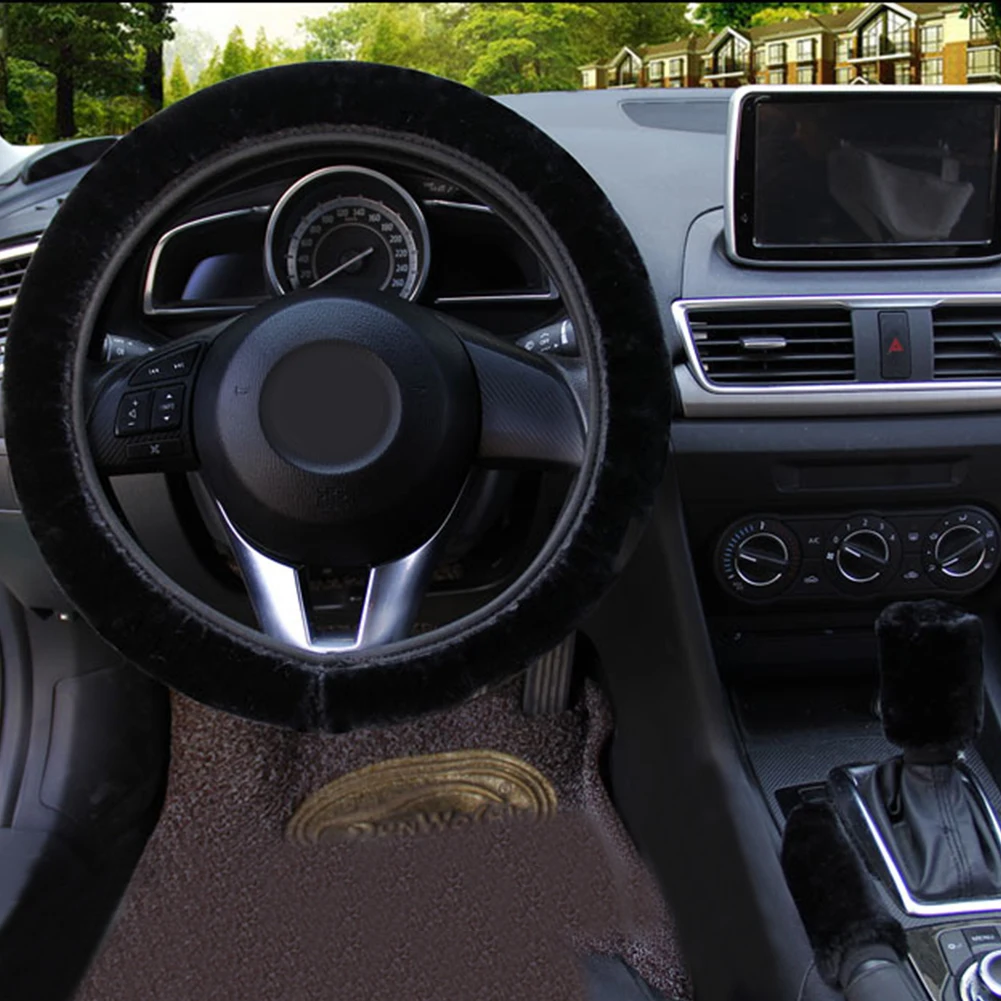 Чехол на руль cubre volante auto scirocco, крышка ручного тормоза, автомобильные автоматические Чехлы/Теплый супер толстый плюшевый воротник переключения передач