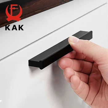 

KAK Fashion Black Kitchen Handle Long Furniture Handles Aluminium Alloy Cabinet Knobs and Handles Drawer Pulls Door Hardware