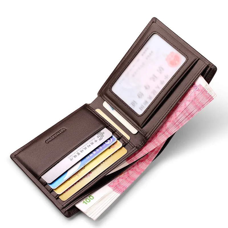 Men Wallet 100% Genuine Leather Men Wallets Premium Product Real Cowhide Wallets for Man Short Black Walet Men Wallet RFID Busin