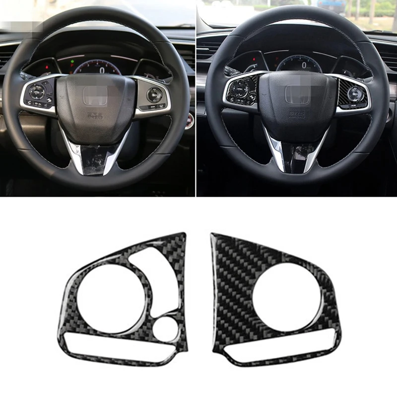 1set Carbon Fiber Car Steering Wheel Button Protector Cover Trim Stickers For Honda Civic 10th Gen 2016-2019 Auto Decor | Автомобили и