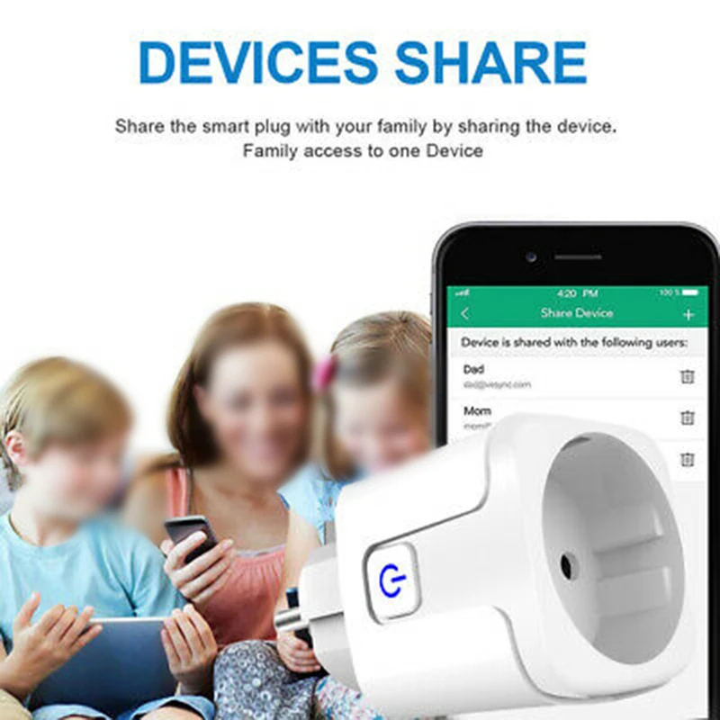 

Mini Small WiFi Smart EU Pug Socket Outlets Receptacles Voice Control Light Kits Appliance At Any Time Via Your Mobile Phone