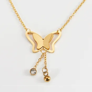 

CASHOU48 butterfly tassel titanium steel necklace ladies short women romantic clavicle chain