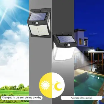 

New Three-sided 140led Solar Light Motion Sensor Waterproof Control Human Body Induction Outdoor Lighting Strong Wall Lamp