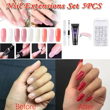 

Nails Phototherapy Extension Glue 20ml Manicure Kits Fiberglass Nail Extension Gel Kits Nail Polish Crystal Slice Brush #0511