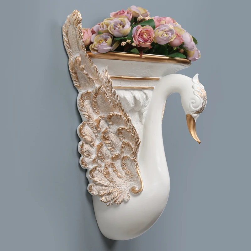 Домашний декор креативный Лебедь из смолы настенный подвесной цветочный горшок