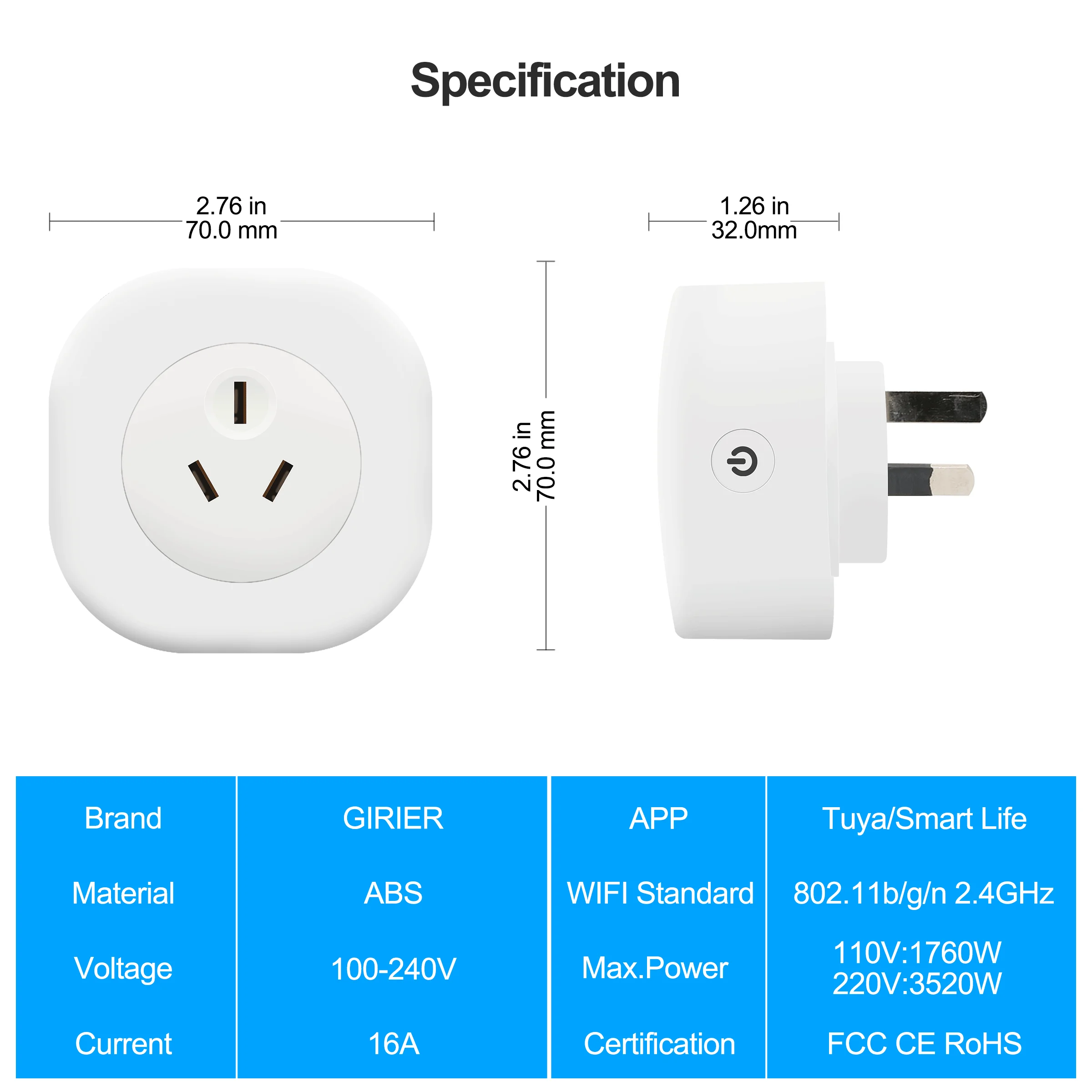 GIRIER 16A AU умная розетка Wifi умная розетка с монитором мощности синхронизация голоса беспроводной пульт дистанционного управления Smart Switch для Alexa Google Home