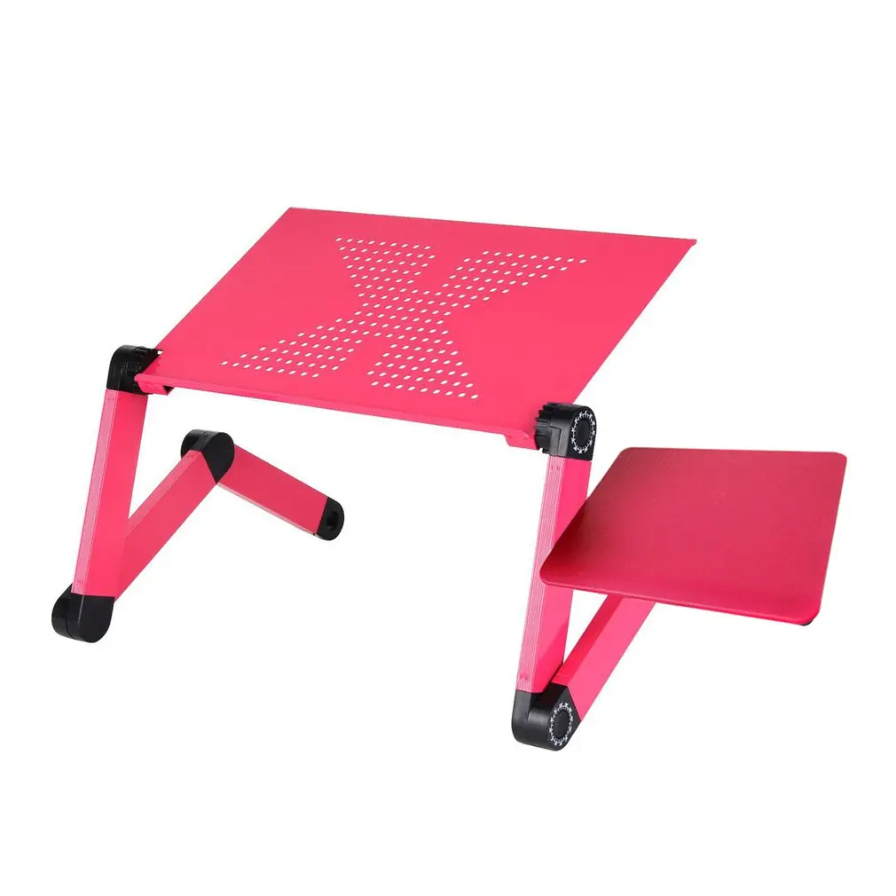 

Adjustable Aluminum Laptop Desk Table Ergonomic TV Bed Lapdesk Tray PC Notebook Table Desk Stand With Cooling Fan Mouse Pad