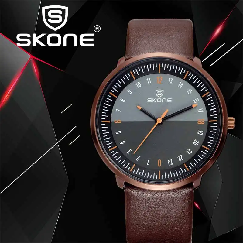 Часы наручные Skone Мужские кварцевые с большим циферблатом роскошные брендовые