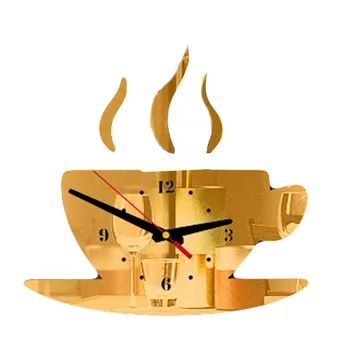 

Coffee Shape Removable Diy Acrylic 3D Mirror Wall Sticker Decorative Clock Creative Room Desk Ornament