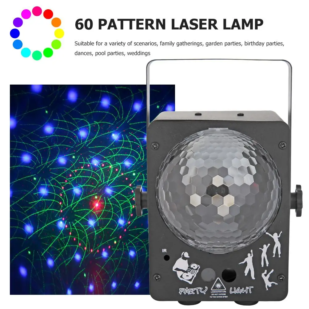 

LED Stage Light Sound Control Laser Projector Disco Music Club Effect Ball Lamp Fan-Shaped Heat Sink Good Heat Dissipation